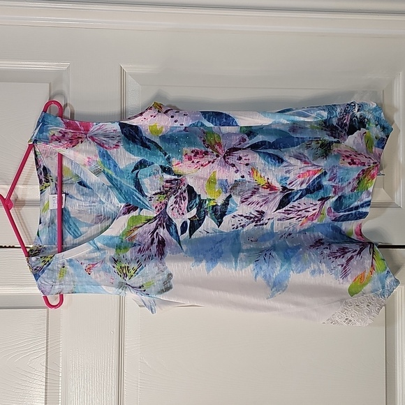 NWOT Time and Tru Sleeveless Floral Top Lace Beading Large - Picture 10 of 13